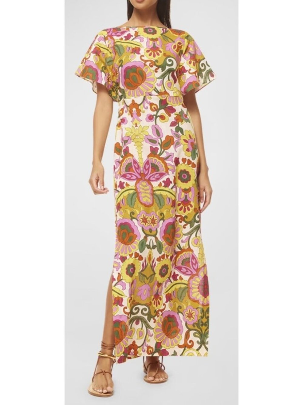 Misa Women's Sz XL Los Angeles Floral Maxi Dress Boho Bright Multicolor